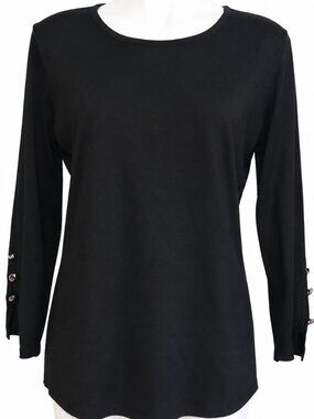 NWT petite large black sweater, buttons on sleeves. Casual knit. Workwear Office
